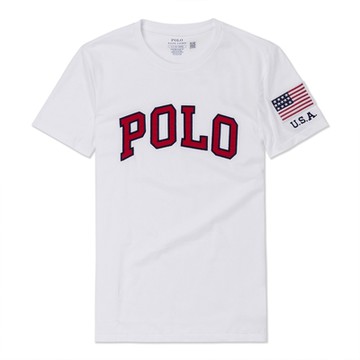 Polo Ralph Lauren RL 熱銷印刷POLO文字圖案短袖T恤-白色