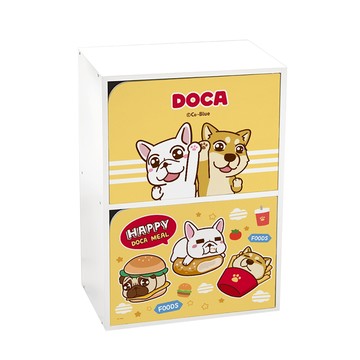 收納王妃 雙層木門櫃  42.5 x 29.5 x 60cm  快樂速食餐 黃色 +白色