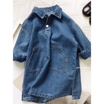 女孩裙子2025春季新款韓版女寶寶洋氣復古休閑牛仔裙長袖連衣裙