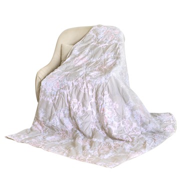 LooCa 花卉抗菌蠶絲涼被  淺灰棕色  190 x 150cm