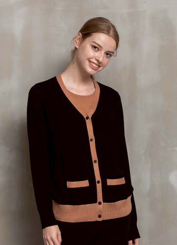 暖感簡約仿兩件式配色針織衫