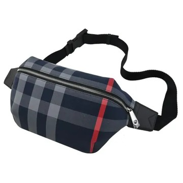 BURBERRY 8084061 SONNY 經典格紋帆布胸口包/腰包.深藍