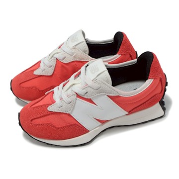 New Balance NB 休閒鞋 327 中童 寬楦 紅 白 麂皮 拼接 小朋友 NB PH327BR-W