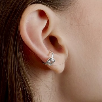 LESIS｜Square-Cut Ear Cuff 純銀方鑽耳扣 單只