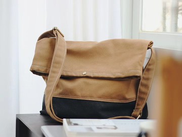 sobag日系U家試衣間同款斜挎包女小眾復古原創設計中性帆布郵差包
