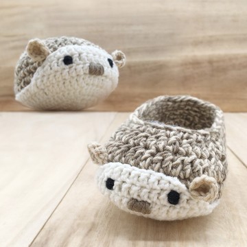 Hedgehog Baby Booties 鞋類 - 鉤針編織刺猬鞋