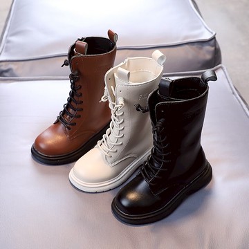 女童馬丁靴年秋冬新款單靴百搭英倫風中筒靴時尚中大兒童皮靴