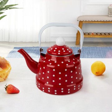 日式波點搪瓷燒水壺琺瑯瓷茶壺家用水壺加厚搪瓷壺電磁爐燃氣用