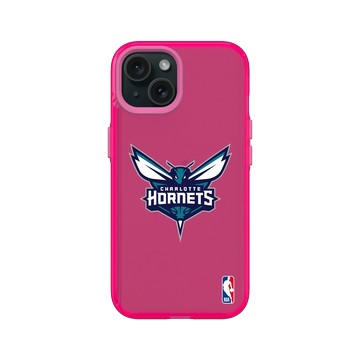 iPhone 15 Clear 粉漾桃 - NBA - Logo-夏洛特黃蜂 Charlotte Hornets