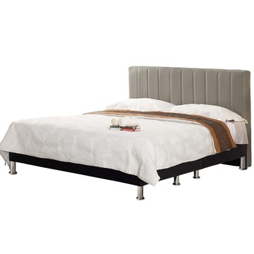 【Hampton 漢汀堡】諾爾斯5尺皮面雙人床架-灰