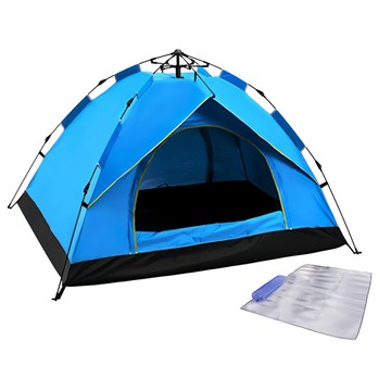 全自動速開防曬透氣露營帳篷  天藍色  雙人