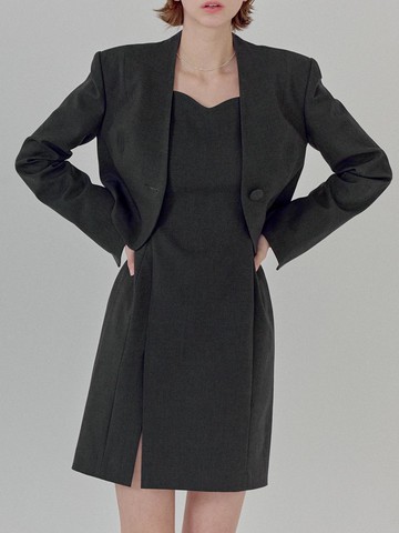 One Button Cropped Jacket - 3colors