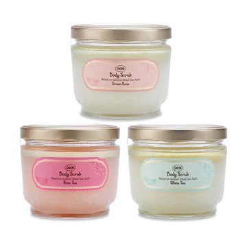 【限定特惠】SABON  身體磨砂膏 600g-(玫瑰花語/白茶/以色列綠玫瑰)(多款任選.贈木勺)-國際航空版