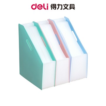 【Deli得力】馬可龍12層雜誌風琴夾/混色出貨/EB41102｜A4文件分類 資料收納 多層分隔 桌面整理 辦公學生用
