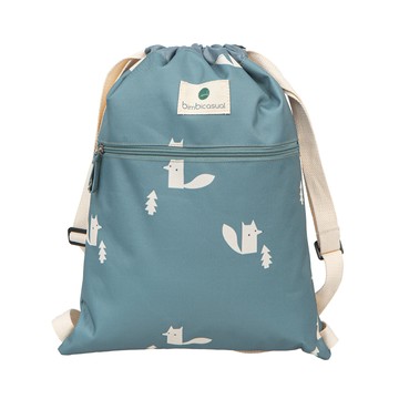 奇哥 - 【bimbidreams】防潑水束口後背包 42x32cm(束口包 抽繩包 旅行包 外出包)-森林狐伴