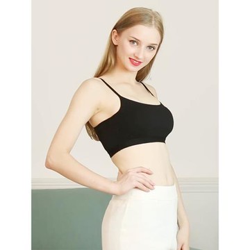 純棉帶胸墊一體抹胸式文胸裹胸小胸文胸小吊帶運動睡眠打底內衣女