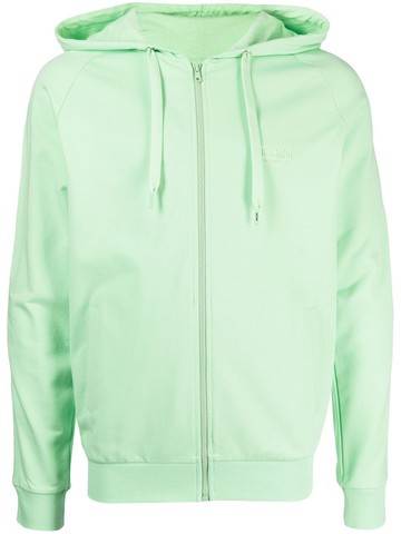 Moschino - long-sleeve zip-up hoodie - men - Cotton/Elastane - M - Green