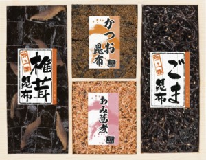  浪花佃史屋 国産佃煮詰合せ 椎茸昆布 ごま昆布( 各70g) かつお昆布(50g) あみ茜煮(30g)× 各1