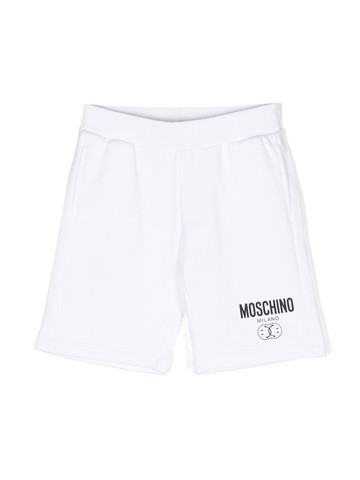 Moschino Kids logo-print cotton shorts - Black