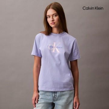 【Calvin Klein】 CK 經典 Monogram 圓領 T 恤_白色