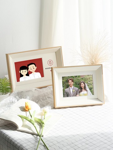 擺臺相框婚紗框結婚證登記照裝裱創意可愛卡紙6寸12寸可加洗照片