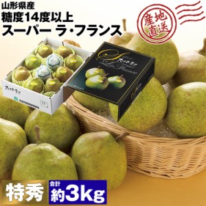 ラ・フランス 糖度14度以上 3kg 山形県産 スーパーラ・フランス スーパーラフ ラフランス ギフト 贈答 産直 常温便 同梱不可 指定日不可