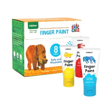 MIDEER 可水洗手指顏料組-好餓的毛毛蟲(8色)