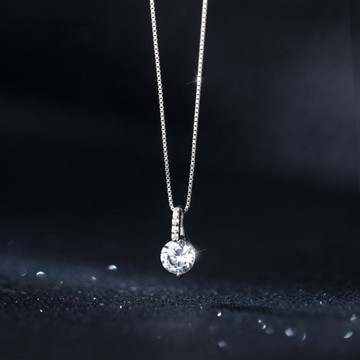 Sweet Air  全純銀 通體純銀 S925純銀 輕奢 單鑽純銀項鍊 Y2372 鑲鑽超閃唯美純銀頸鏈