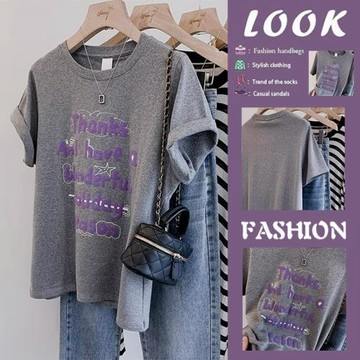 原單撤柜專柜外貿清倉~女夏季2025新款短袖t恤寬松百搭休閑上衣潮