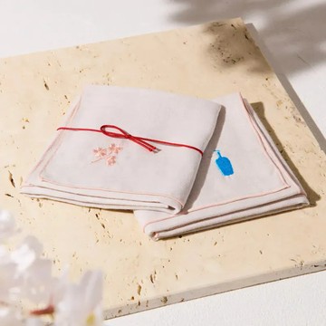 AirRoom 正品現貨 2026SS BLUE BOTTLE 藍瓶 SAKURA 方巾 限定 櫻花 刺繡 手帕