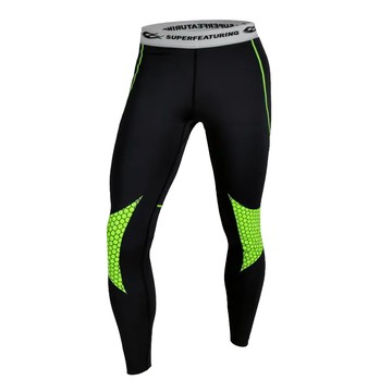 SUPERFEATURING 專業跑步三鐵Hicolor運動壓縮緊身褲 M  亮綠色