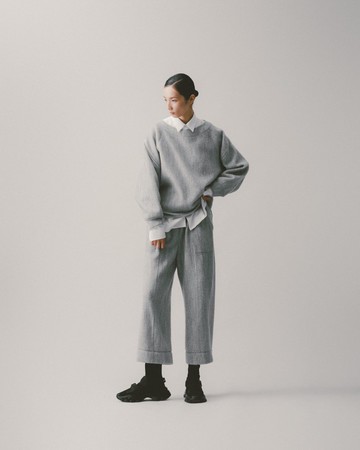 UUIN_刷毛感拼接設計休閒長褲(灰)