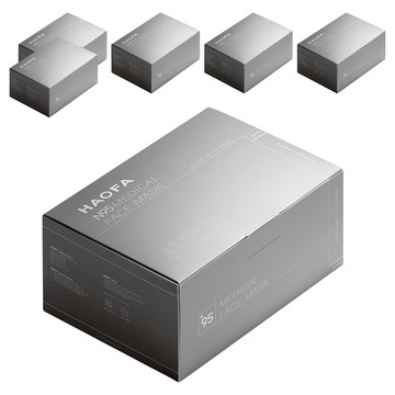 HAOFA N95立體醫療口罩 氣密型 M  30片  6盒  純白灰耳