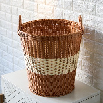 仿藤編臟衣籃圓形 換洗衣籃收納桶提手 酒店洗浴毛巾儲物筐臟衣筐