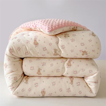 針織棉豆豆絨被子冬被加厚保暖單人空調被春秋被雙人被褥棉被被芯