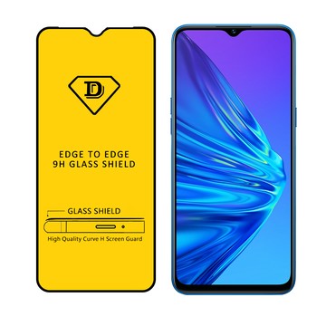 YANG YI Realme 5/C3/6i 全膠滿版二次強化9H鋼化玻璃膜防爆保護貼-黑