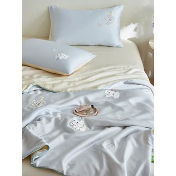 ins韓系小象天絲夏被四件套大豆被夏季涼爽空調被薄被可水洗被子