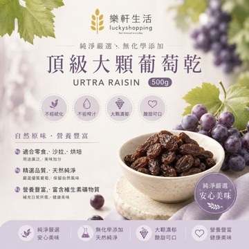 樂軒生活 頂級大葡萄乾500g/智利/礦物質/維生素c/含汁率高/超好吃/P4
