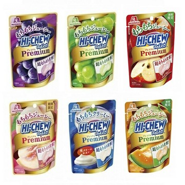 【江戶物語】森永 嗨啾 Premium 軟糖 葡萄/白葡萄/白桃/優格/哈密瓜風味 夾心嚼糖 麻糬軟糖 HI-CHEW