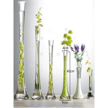 透明細頸小口玻璃花瓶家居飾品落地水培高款插花器皿桌面軟裝擺件