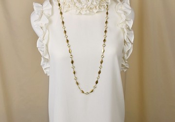 黃銅葉片透明水晶長項鍊