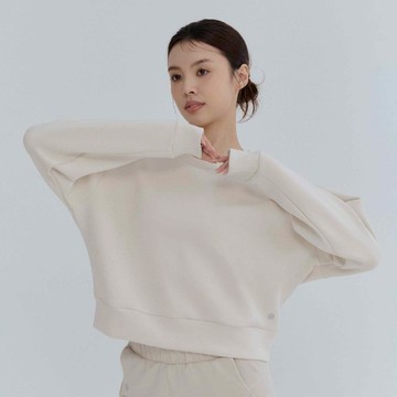 太空棉感刷毛輕暖上衣-燕麥白