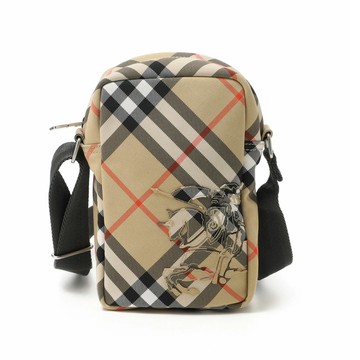 BURBERRY 新款格紋戰LOGO手機/相機包(沙色)