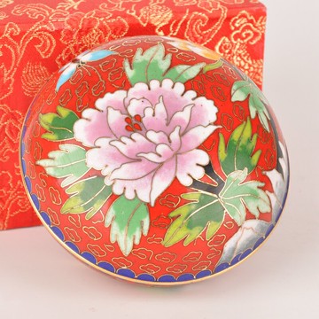 景泰藍富貴粉盒 儲物首飾盒 銅胎純手工掐絲琺瑯 北京非遺 JE83