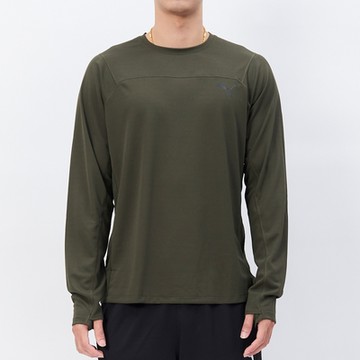 Puma 跑步系列 Seasons 男款 綠色 運動 休閒 圓領 薄長 T恤 歐規 上衣 長袖 52581880