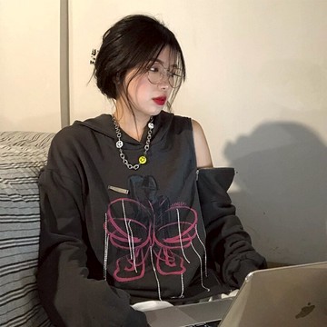 炸街鹽系衛衣女小眾設計感寬松bf慵懶風春秋薄款上衣連帽外套