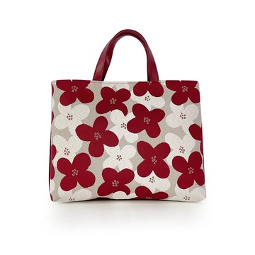 日本製-尾州織 茱萸花朵朵開方形公事包筆電包手提包-紅