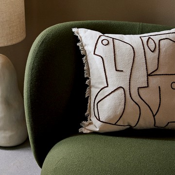 丹麥 Ferm LIVING FIGURE 刺繡抱枕 米白