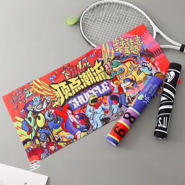 印花運動毛巾吸汗巾速干健身房來圖應援來圖LOO手搖旗