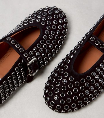 Alaïa Crystal-embellished suede ballet flats
